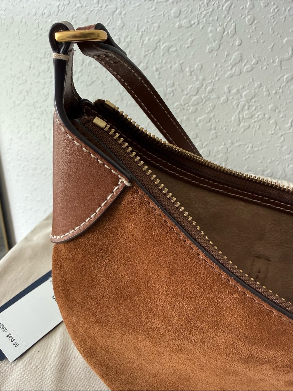 Polo by Ralph Lauren Chestnut Brown Suede Crescent Shoulder Bag - Picture 4 of 6